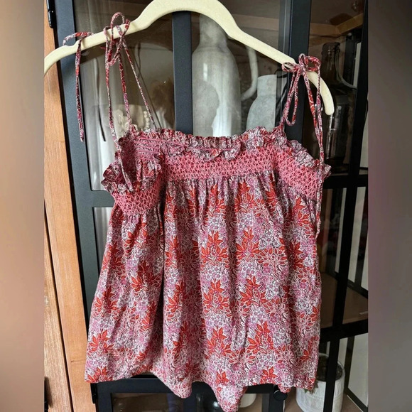 J. CREW x Liberty London Blouse top tank bows tie straps smocked floral print - Picture 4 of 4